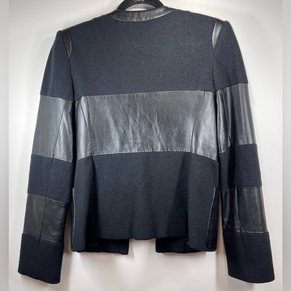 NWOT L’Agence Women’s Harper Leather and Wool Contrast Blazer in Black Size 2 - Picture 15 of 16